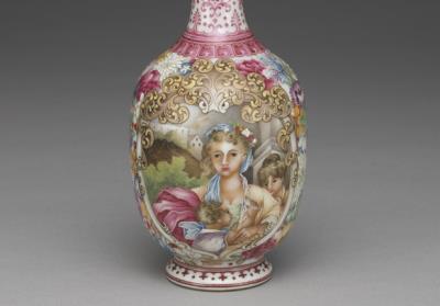 图片[2]-Vase with tubular handles with Western figure on a polychrome ground in falangcai painted enamels, Qianlong reign (1736-1795), Qing dynasty-China Archive